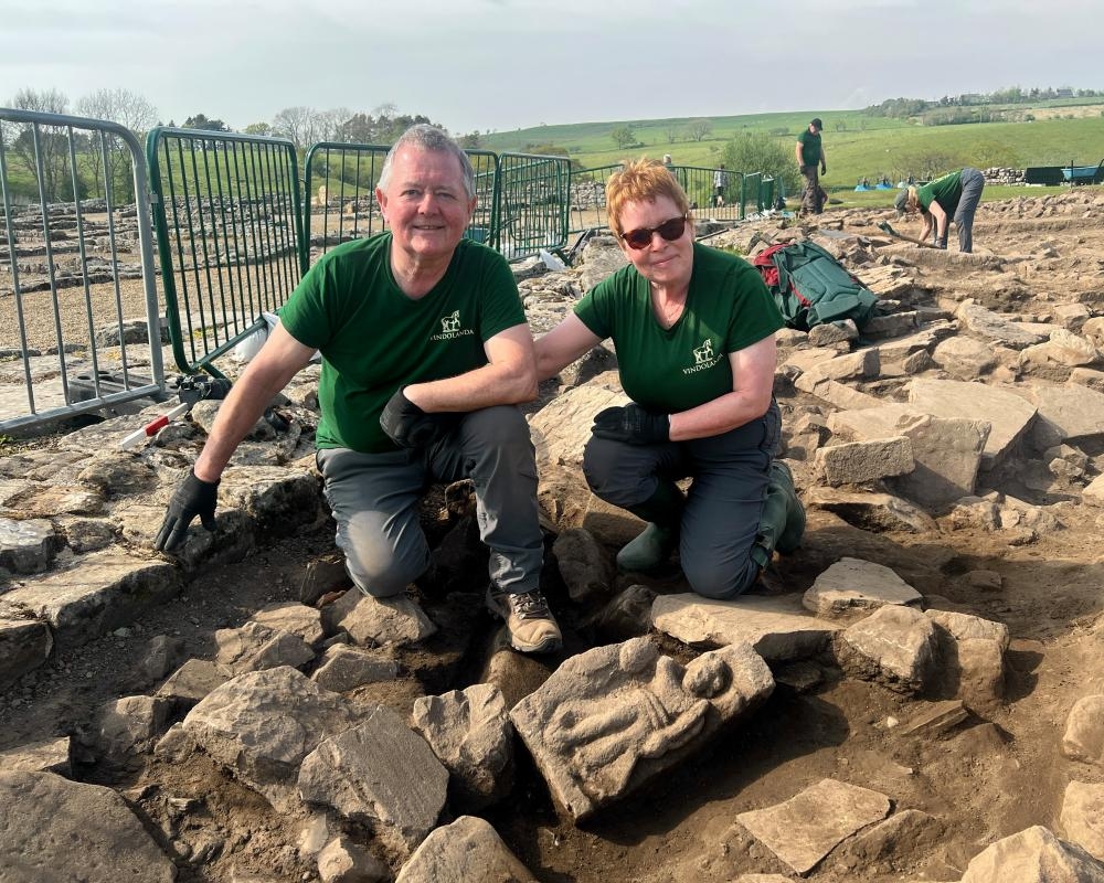 Amateur archaeologists unearth winged goddess at Hadrian's Wall