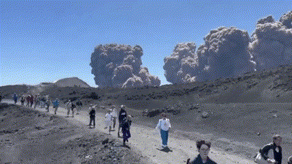 WATCH: Huge eruption at Mount Etna sends crowds running