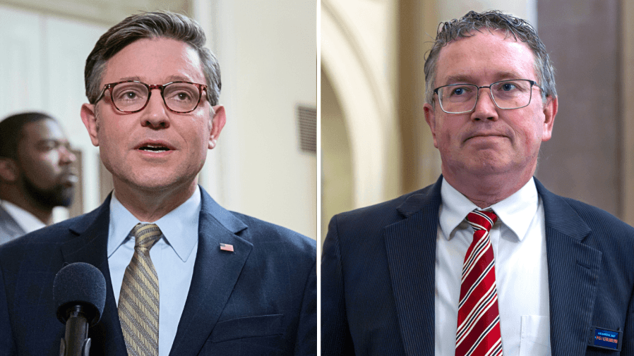 Speaker Johnson stops short of backing Massie for reelection amid Trump feud