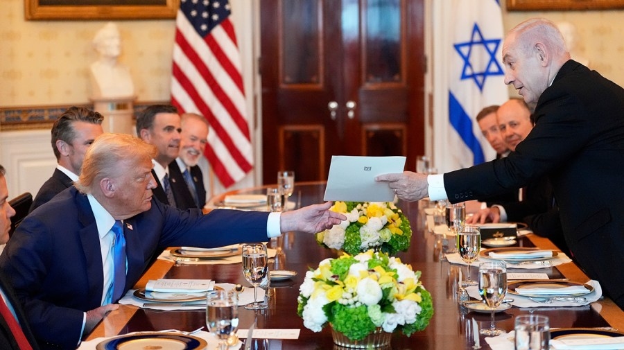Netanyahu presents Trump with letter nominating him for Nobel Peace Prize