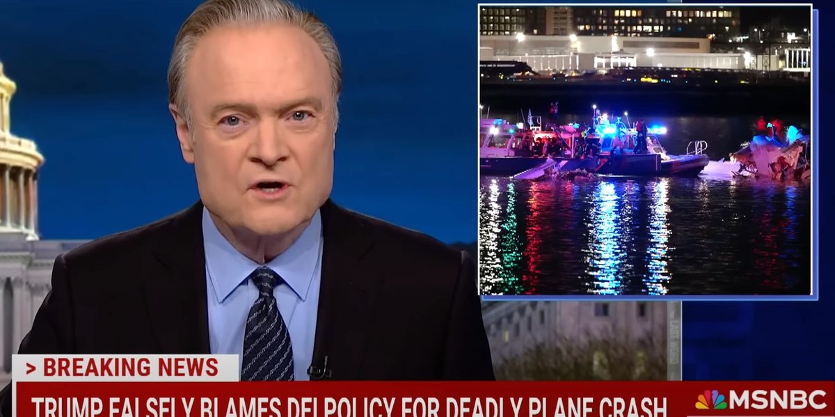 Lawrence O'Donnell Spots 'Profoundly Ignorant' Way Trump Made History After D.C. Plane Crash