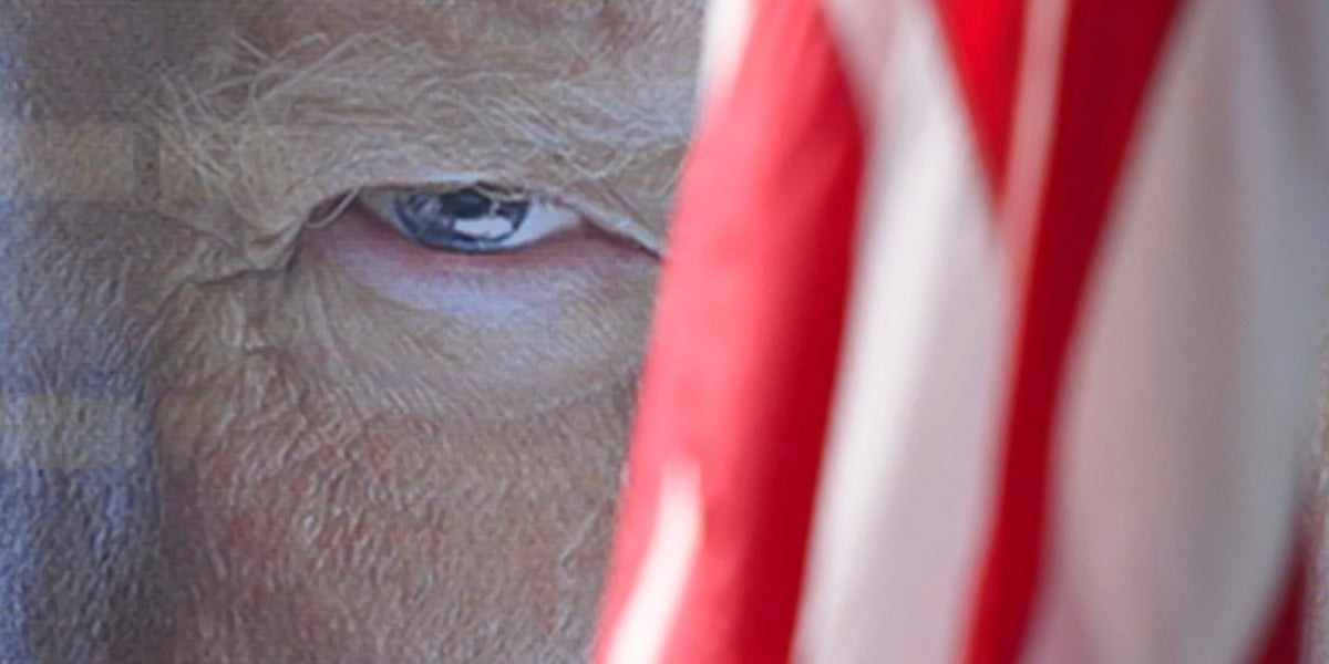 ‘Big Donald Is Watching You': MSNBC Host Mocks Gigantic Banner Of Trump