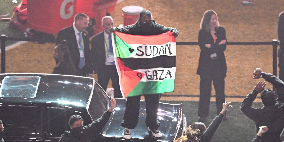 Super Bowl Halftime Protester Gets Lifetime Ban After Gaza-Sudan Flag Stunt