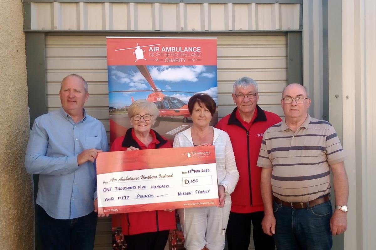 £1,550 presented to Air Ambulance Northern Ireland in memory of Valerie Joyce Wilson