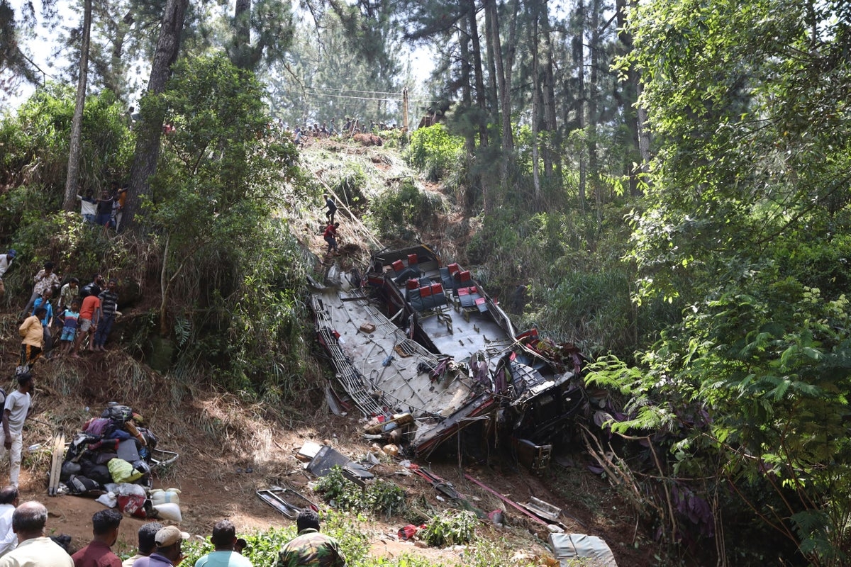 At least 21 passengers killed after bus skids off cliff in Sri Lanka
