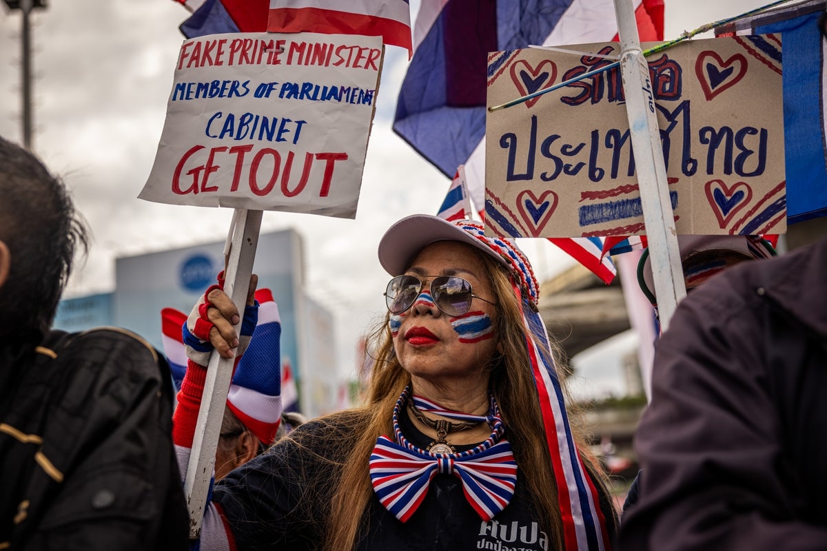 Thousands of protesters take to streets demanding Thai prime minister's resignation over leaked phone call