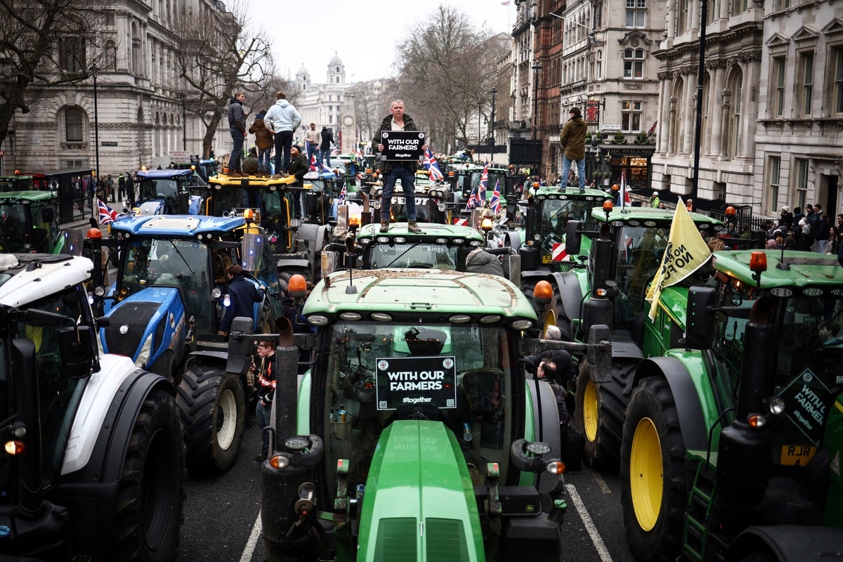 ‘If the farmers continue, they'll win': Hundreds of tractors descend on Westminster in latest tax protest