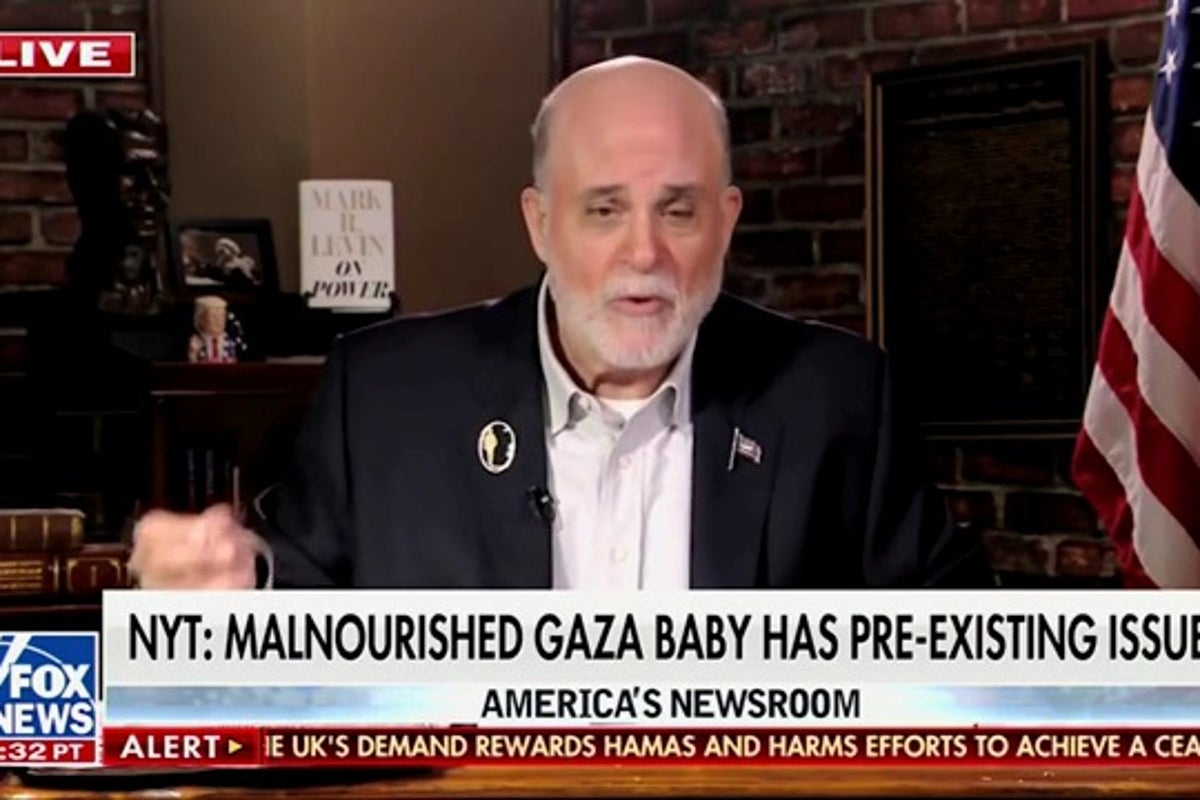 Fox News' Mark Levin shrugs off starvation in Gaza because malnourished Palestinian baby has pre-existing health issues