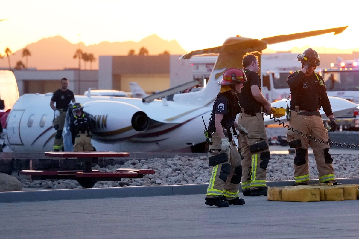 Moment private jet owned by Motley Crue singer Vince Neil crashes into plane killing pilot in Arizona