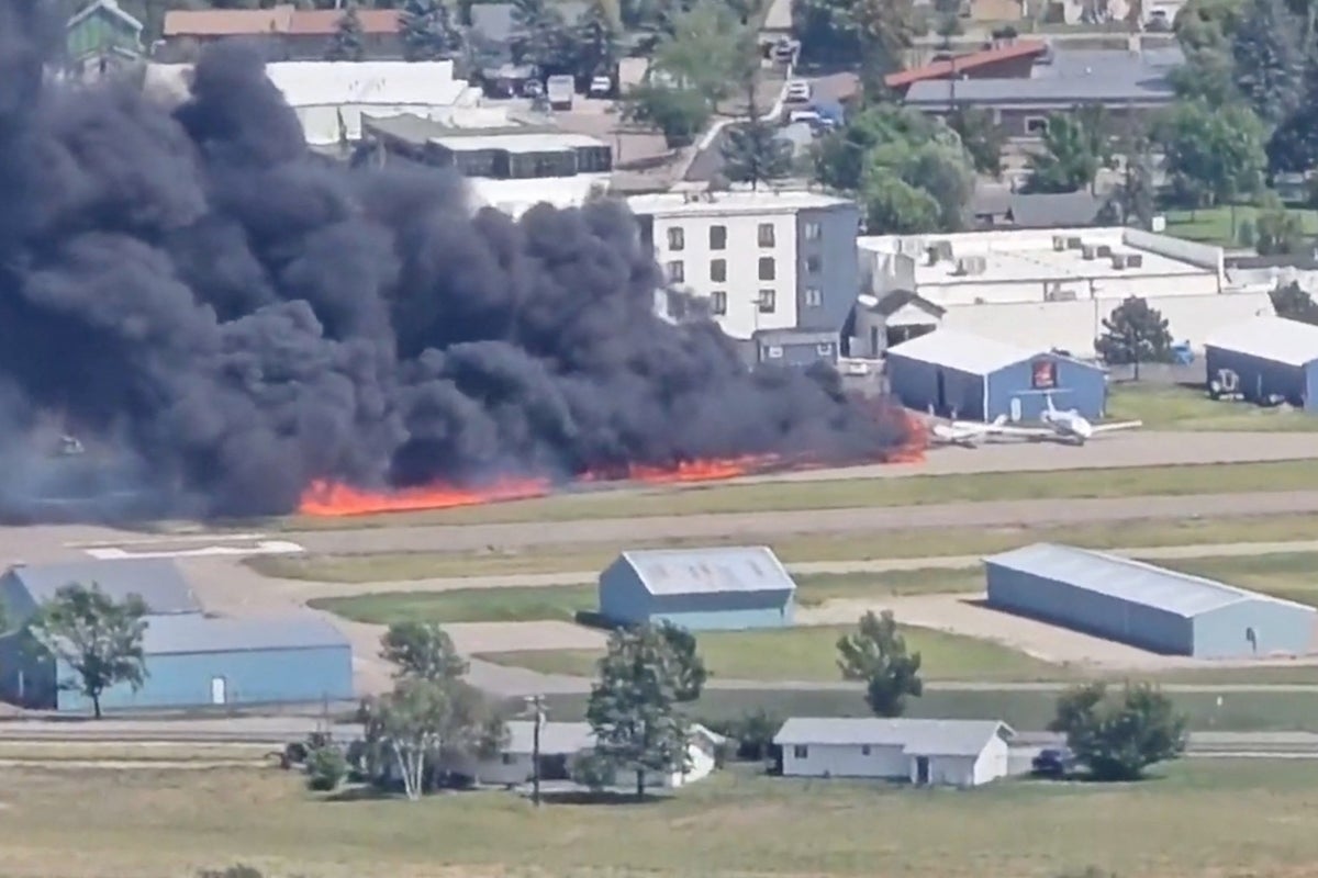 Two injured after small plane crashes near tarmac in Montana creating large fireball