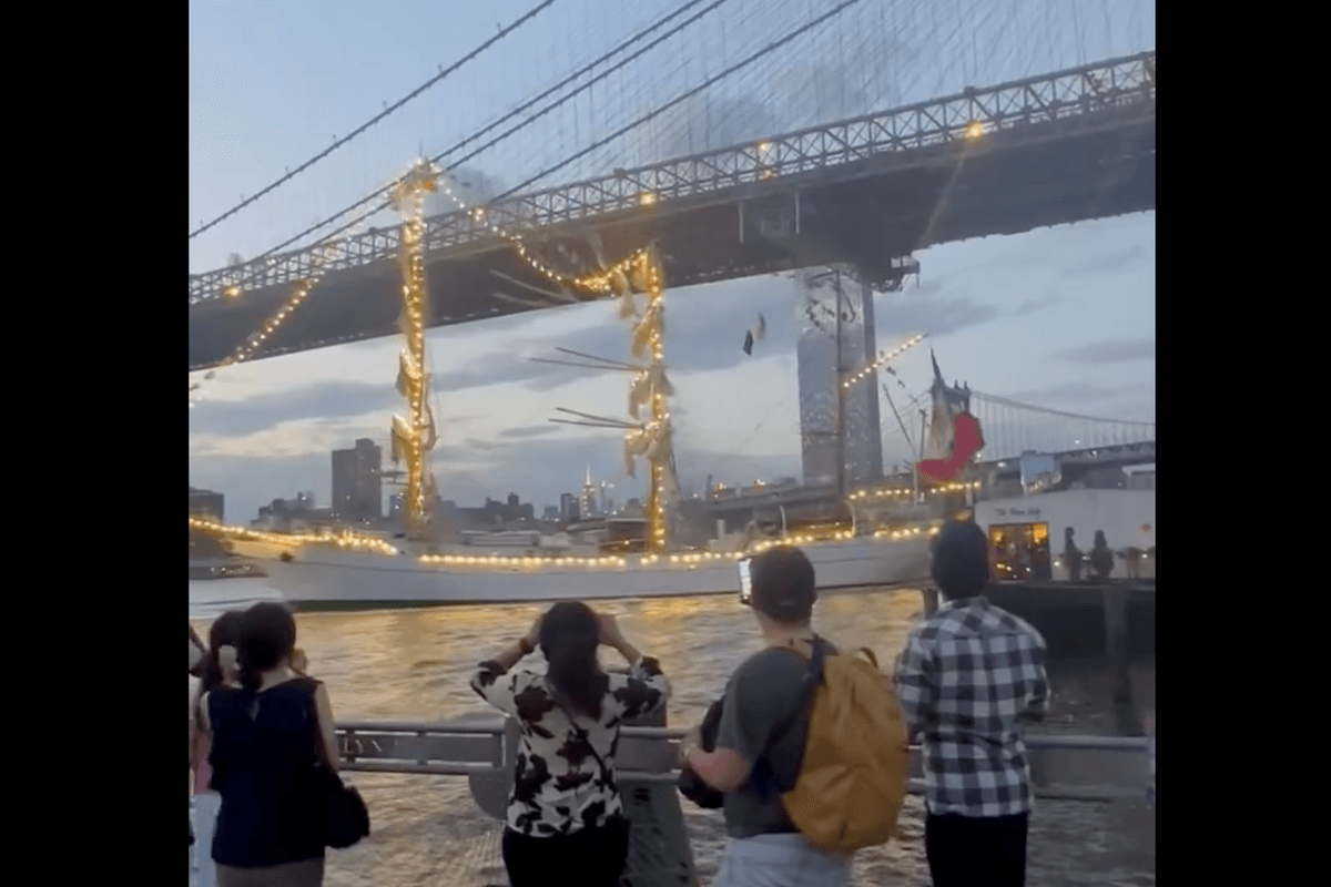 Tall ship crashes into Brooklyn Bridge with search underway for people thrown into water