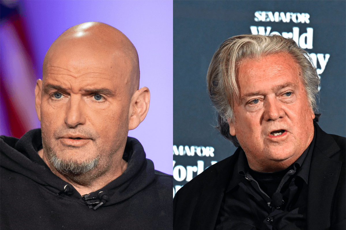 Democrat John Fetterman spotted dining with Trump strategist Bannon at MAGA hotspot ...on the senator's wedding anniversary