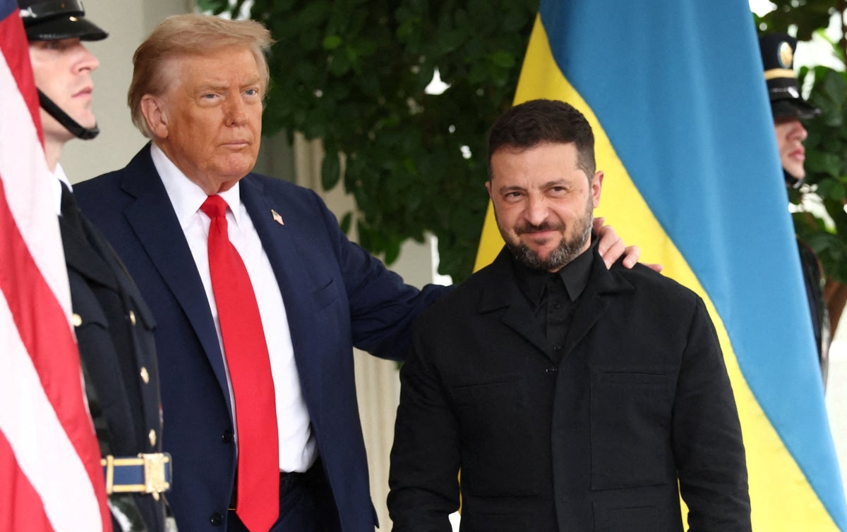 Zelensky shows up to White House in all-black suit - but no tie - after Trump complained about his previous attire