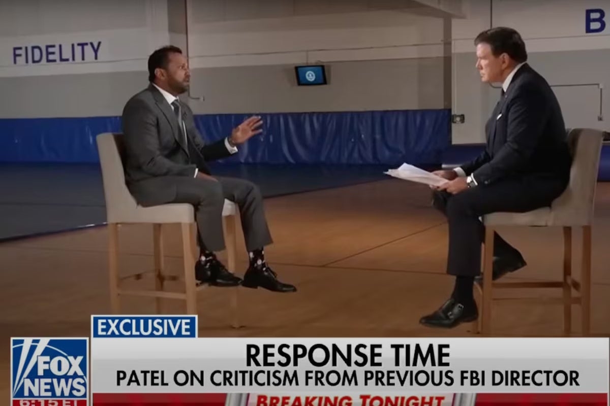 Social media howls over Kash Patel's way-too-big chair in interview