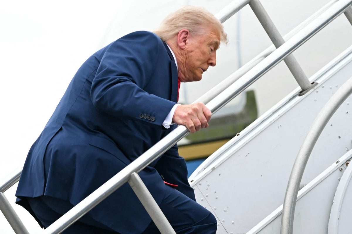 Speculation mounts that Trump is using a ‘hidden leg brace' in the wake of his Air Force One fall