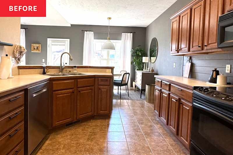 Before & After: This $7,000 Kitchen Cabinet Makeover Completely Revitalizes Outdated 20-Year-Old Brown Wood