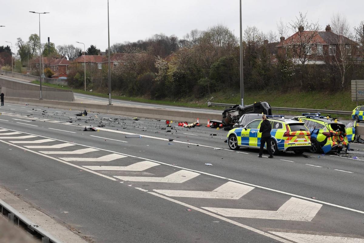 A1 reopens after serious crash that hospitalises seven police officers