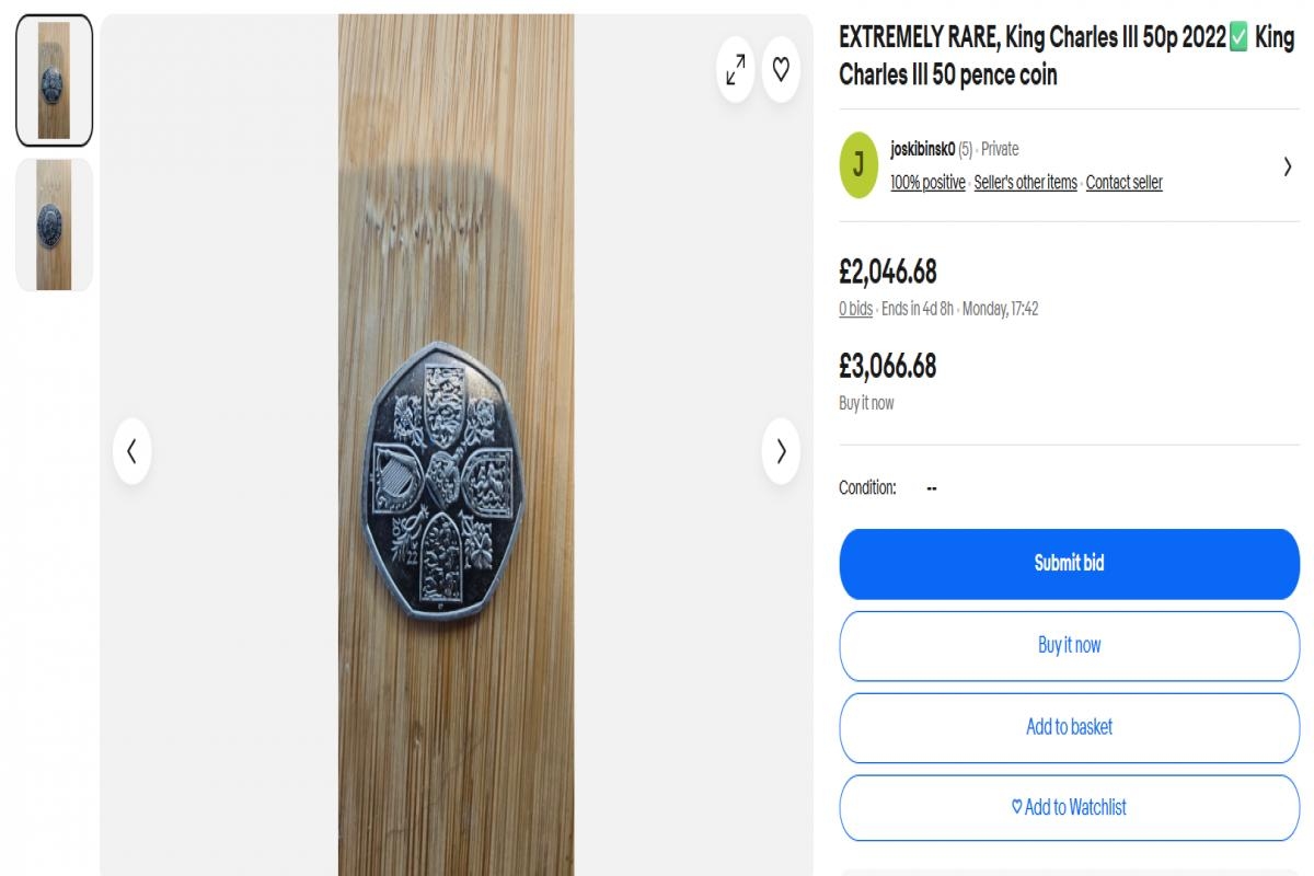 'Extremely rare' King Charles III 50p coin goes on sale for more than £2,000