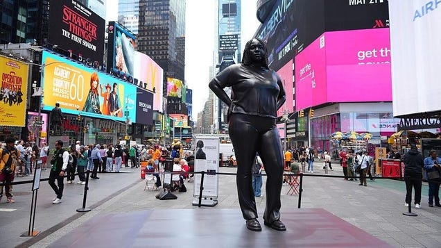 A 12-Foot Bronze Statue of a Black Woman Pops Up in Times Square and MAGA is Absolutely Losing it