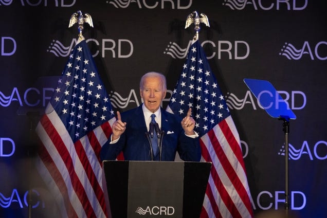 Biden's Racial Slip Up During First Speech Post-Presidency Has MAGA Fanning the Flames