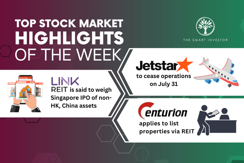 Top Stock Market Highlights of the Week: Jetstar Asia, Link REIT and Centurion Corporation