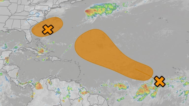 National Hurricane Center Watching 2 Areas For Possible Tropical Development, Including Near The Southeast US