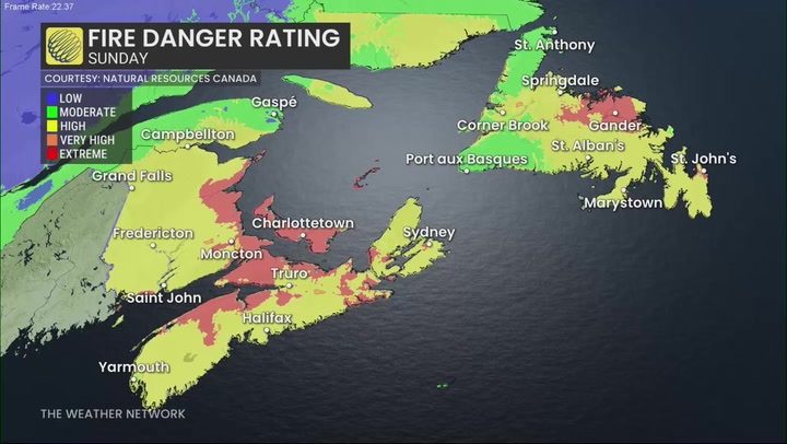 Fire danger soars as heat wave spreads over Atlantic Canada