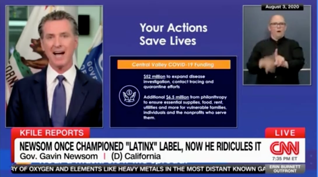CNN Airs Clips of Newsom Saying ‘Latinx' After He Denied His Office Ever Used the Term