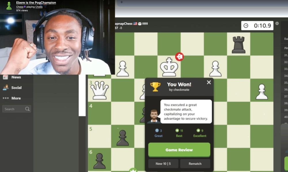 Eze does it: England footballer wins celebrity chess tournament