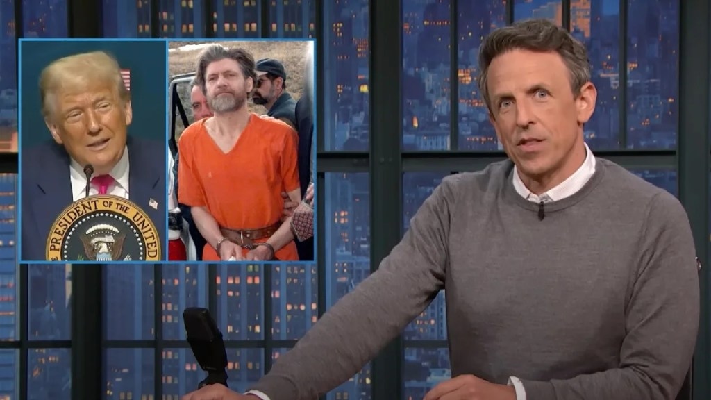 Seth Meyers Debunks Trump's ‘Full Hallucination' About His Uncle and the Unabomber