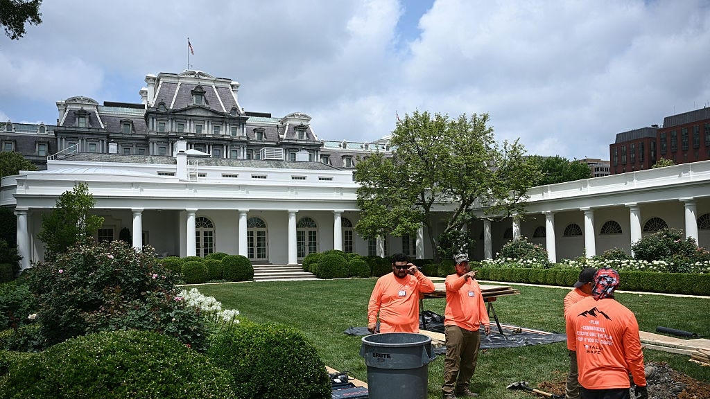 Trump Begins to Pave Over the White House Rose Garden