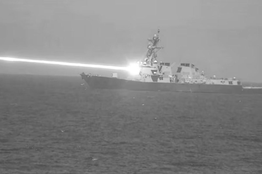 U.S. Navy intercepted test drone with HELIOS directed-energy weapon