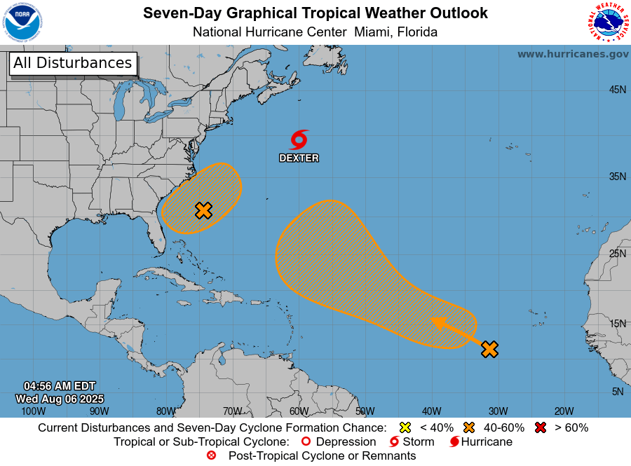 Tropical Storm Dexter strengthens while moving away from East Coast: See tracker