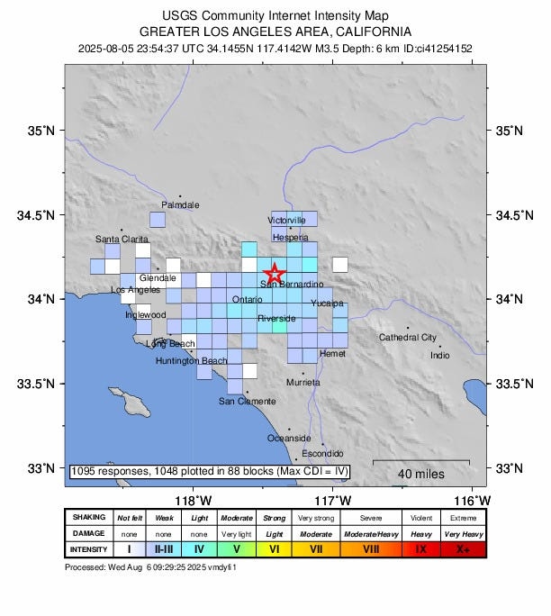 Earthquakes hit Southern California hours after New York, New Jersey tremor