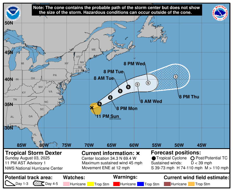 Dexter forms off East Coast: See map, spaghetti model