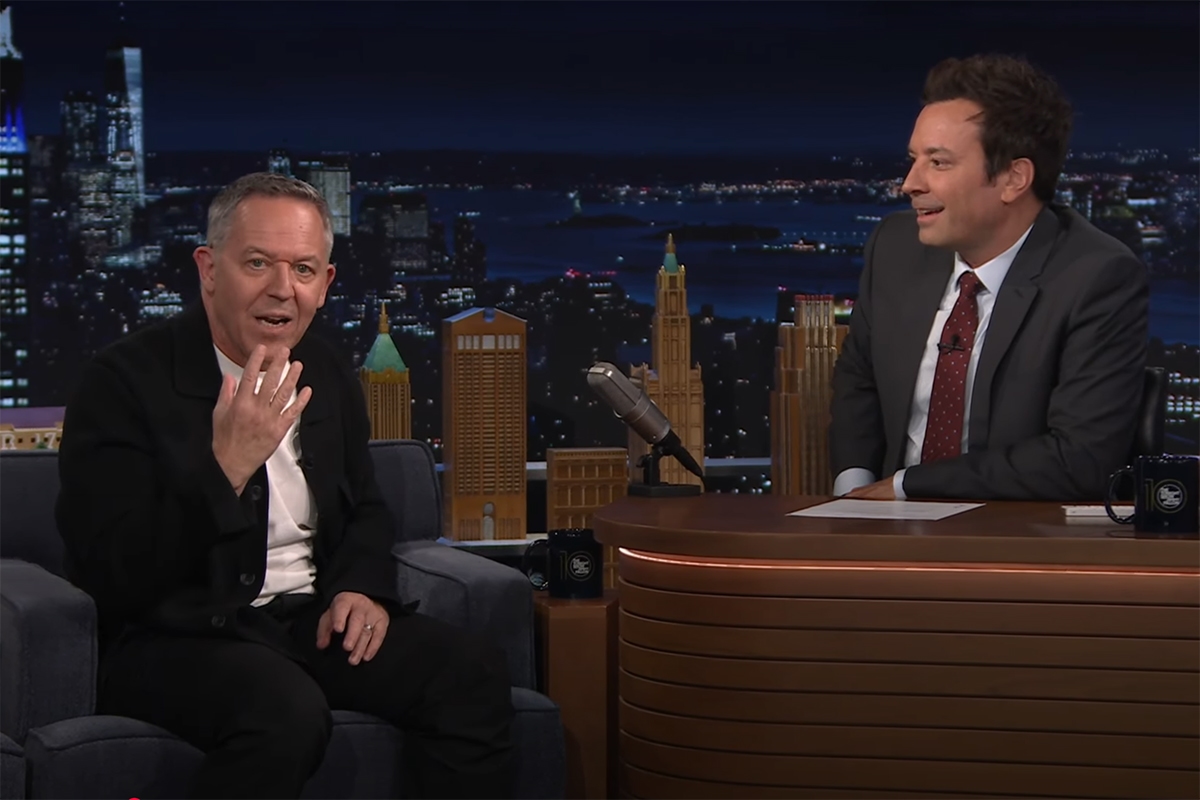 Greg Gutfeld Hugs Jimmy Fallon and Plugs His Game Show in Fox News Host's First Late-Night Crossover