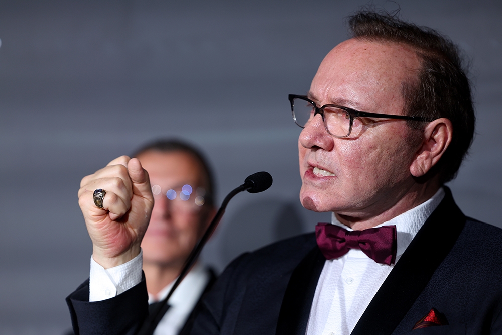 Kevin Spacey Tears Up, Quotes ‘Friend' Elton John in Fiery Speech at Cannes: ‘I'm Still Standing'