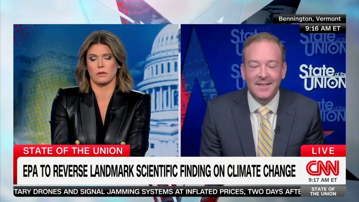 Former Congressman Lee Zeldin was confronted with his previous remarks on climate change after his agency reversed its 2009 finding that greenhouse emissions pose a threat to humans.