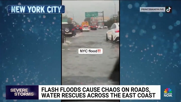 Inches of rain fell in a matter of hours, drowning the city's public spaces in brown water as commuters attempted to stay dry.