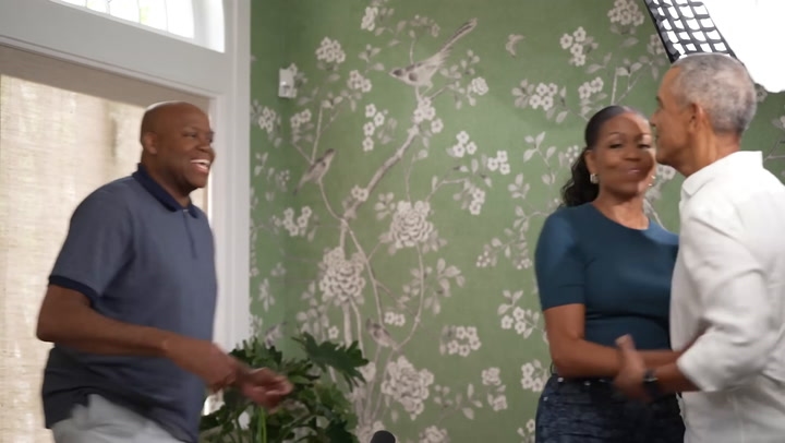 The former president joked that Michelle Obama 'took me back' as the couple sat down together on her latest podcast.