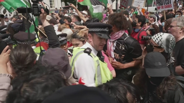 Protesters clash with police at pro Palestine Action Demo