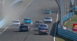 Cars avoid Creed as No. 00 spins from contact with Retzlaff
