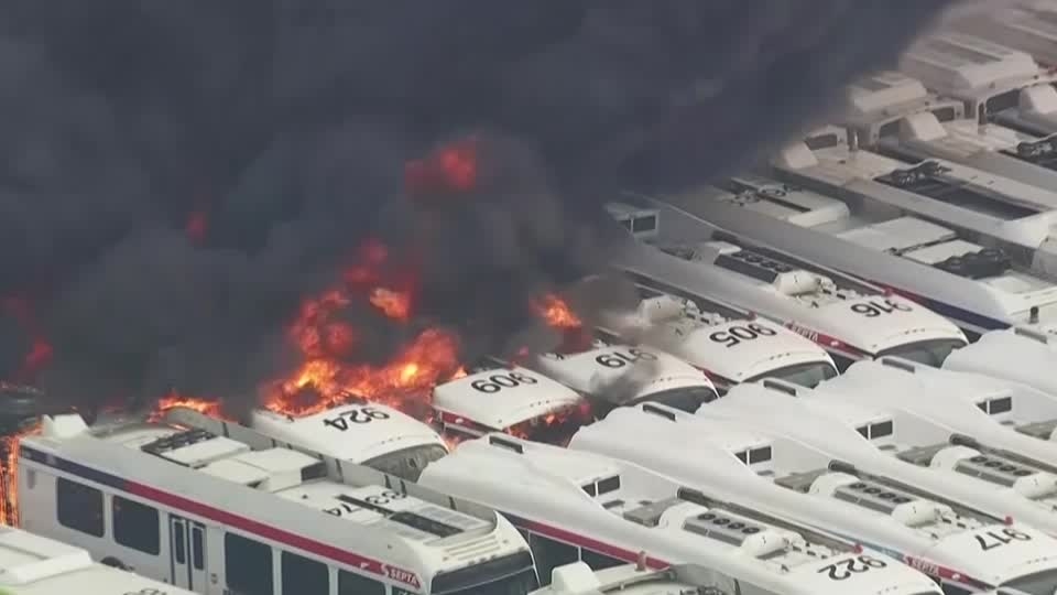 Large fire breaks out at a Philadelphia bus depot