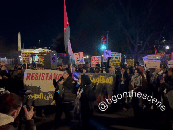 Pro-Palestine Protesters Gather Near White House as Trump Hosts Netanyahu in Washington