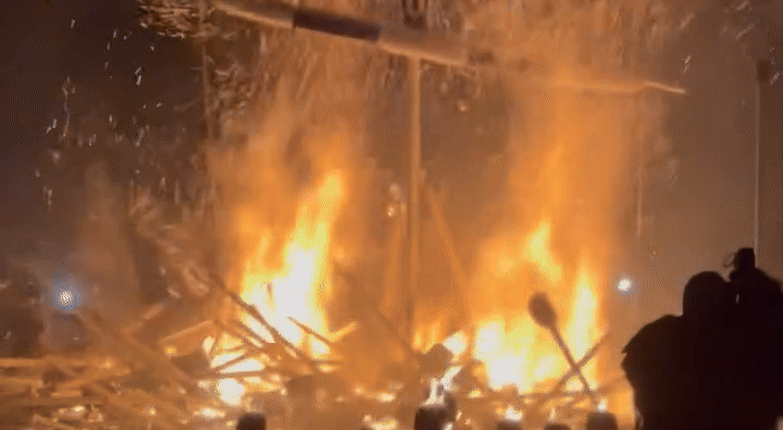 Flames Rise as Ship Burned at Viking-Inspired Fire Festival