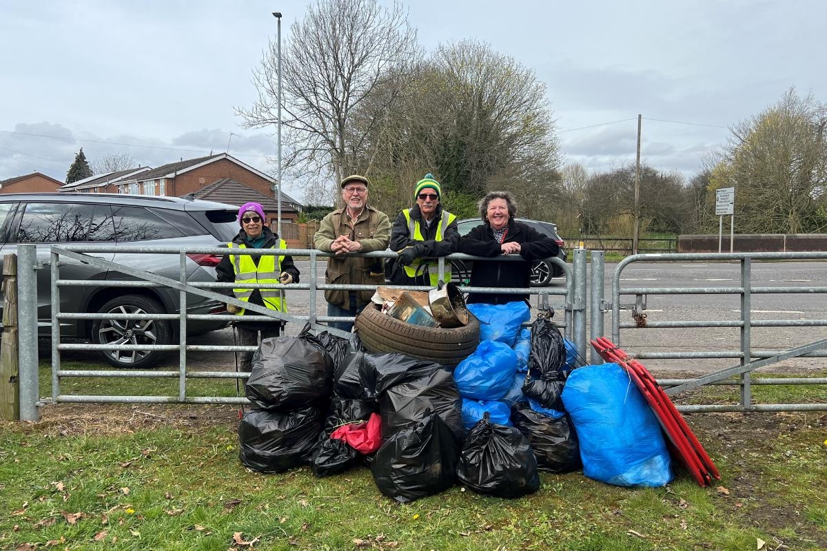 Volunteers find a worn-out lorry tyre in clean-up at Warrington beauty spot