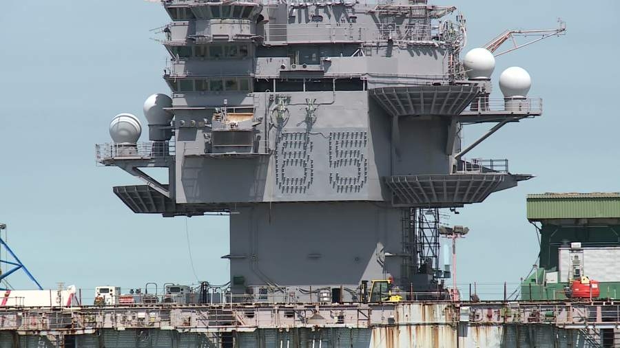 Former USS Enterprise being prepared for finale tow