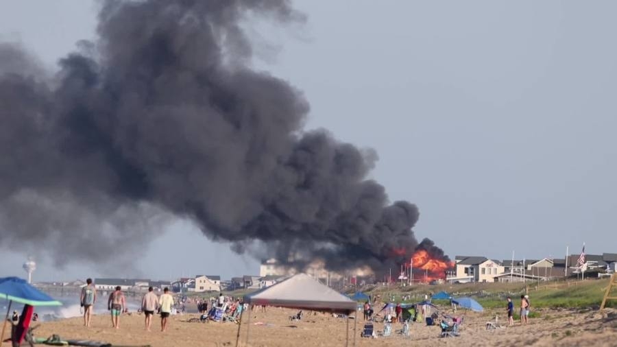 Images show OBX rental home on fire