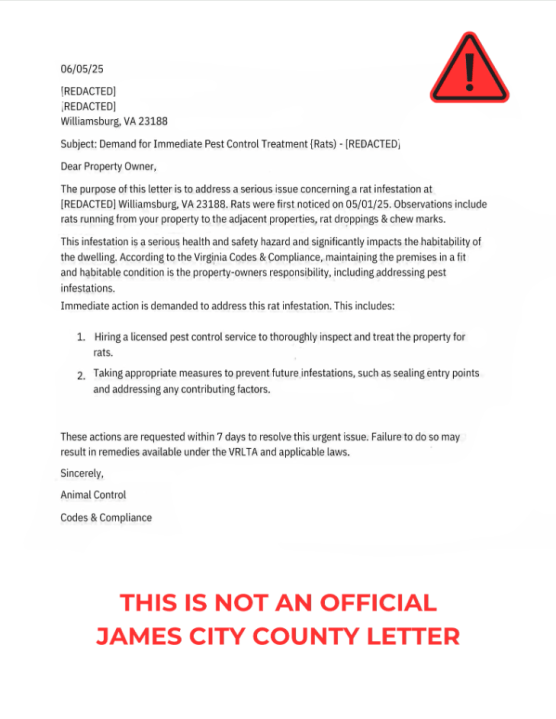 JCCPD warns residents of fake animal control letters