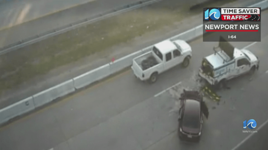 VDOT truck struck by vehicle on I-64 in Newport News